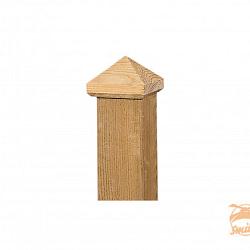 Paalornament Piramide 7 x 7 cm. Hout