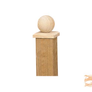 Paalornament Bol  8 x 8 cm. Hout