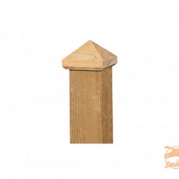 Paalornament Piramide 9 x 9 cm. Hout