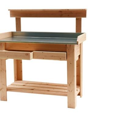 Tuinwerktafel douglas met zinken blad, 109 x 85 x 48 cm. W11585