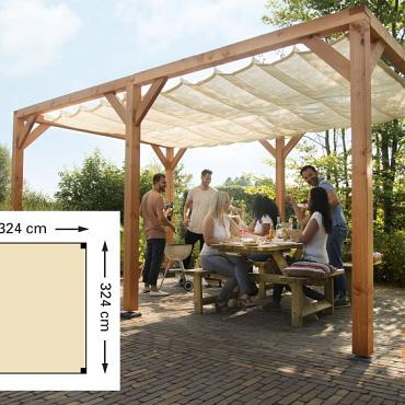 Douglas Pergola Houtpakket 324 x 324 cm. t.b.v. Schaduwdoek 290 x 300 cm. Kleurloos Geïmpregneerd  W12400