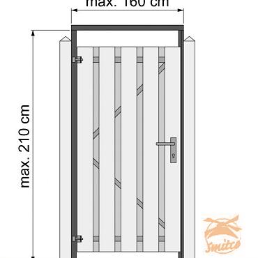 Tuindeurkozijn Geschaafd Grenen ZWART Met Aanslaglat, Max. 160 cm. breed, Geïmpregneerd  W08035 =V