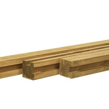 Grenen Sleufpaal 8,8 x 8,8 x 270 cm. t.b.v. 28 mm. Profielplanken, Tussenpaal Groen Geïmpregneerd  W07035