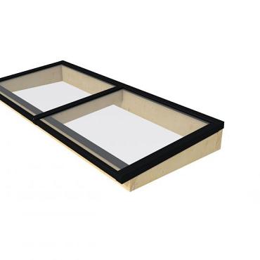 Lichtstraat maat 235x100, zwart gecoat frame, frame basis in vurenhout, onbehandeld.