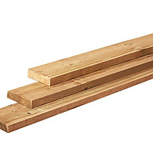 Grenen Plank 1 Zijde Glad, 1 Zijde Fijnbezaagd, 2,8 x 19,5 x 400 cm. Groen Geimpregneerd 1011337