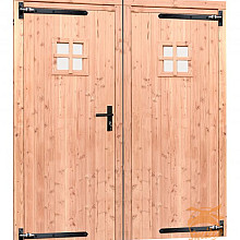 Douglas dubbele 1-ruits deur inclusief kozijn. 168 x 201 cm